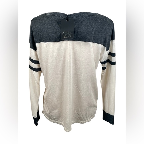 Chaser Charcoal Gray and White Baseball Tee Long Sleeve Top NWT Small - Picture 2 of 9
